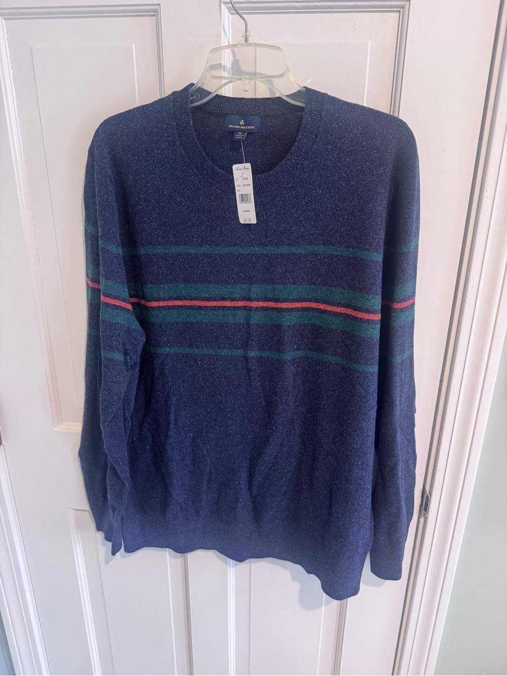 Brooks Brothers Men’s Navy Stripe Crewneck Sweater